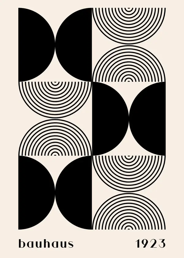 Bauhaus 1923 Black Semicircle Grid Wall Art — Memocult