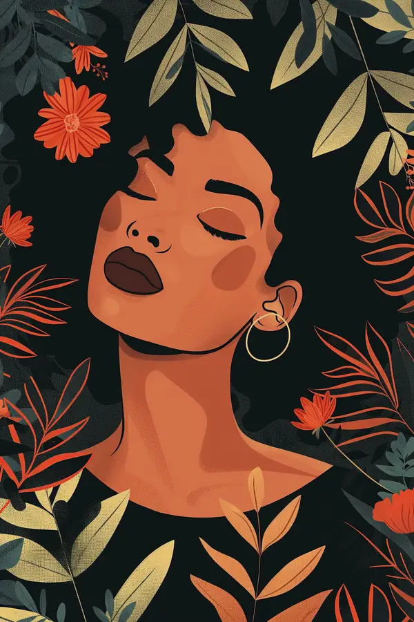 Woman With Hoop Earring And Flowers Wall Art — Memocult