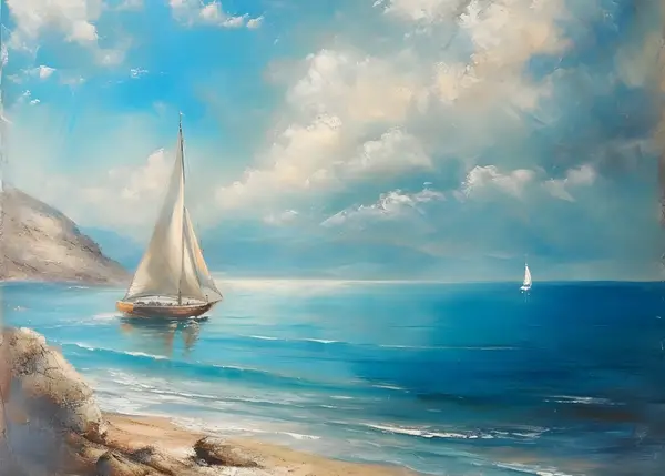 Sailboat On Blue Ocean Wall Art — Memocult