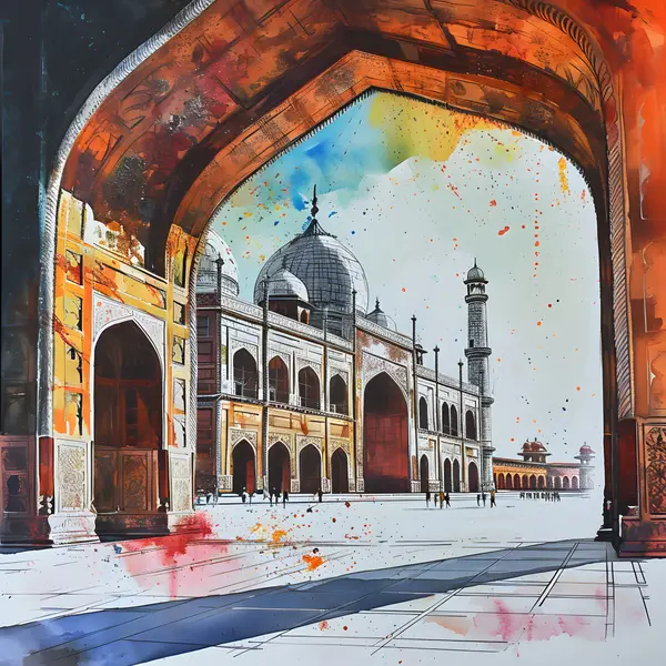 Taj Mahal Architectural Watercolor poster — Memocult
