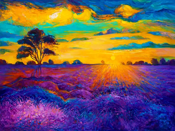Lavender Field Sunset Wall Art — Memocult