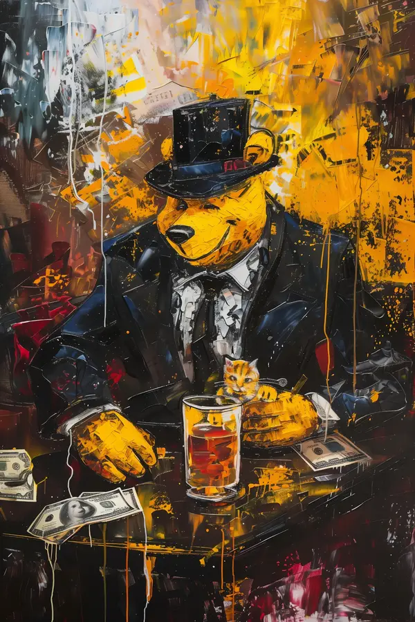 Winnie The Pooh Businessman With Kitten Poster — Memocult