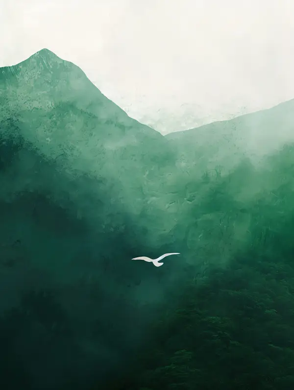 White Bird Flying Green Mountains Wall Art — Memocult