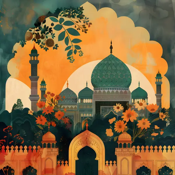 Mosque Garden With Flowers Photo — Memocult