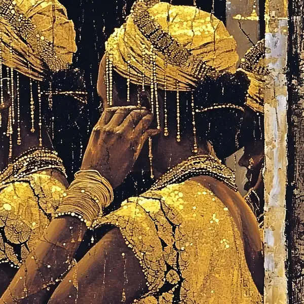 Golden Figures With Turban Wall Art — Memocult