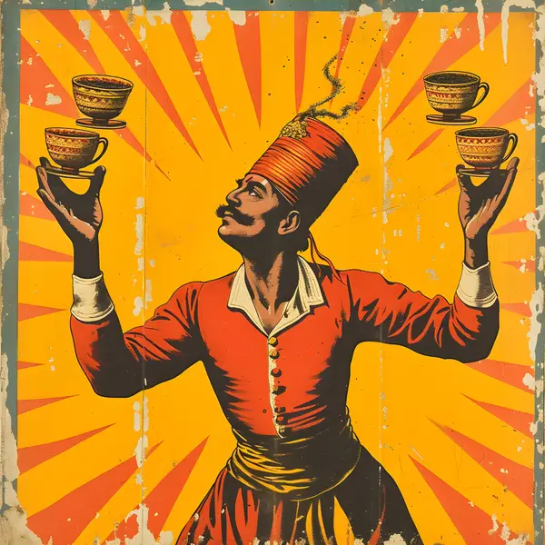Man Balancing Cups On Hands Wall Art — Memocult