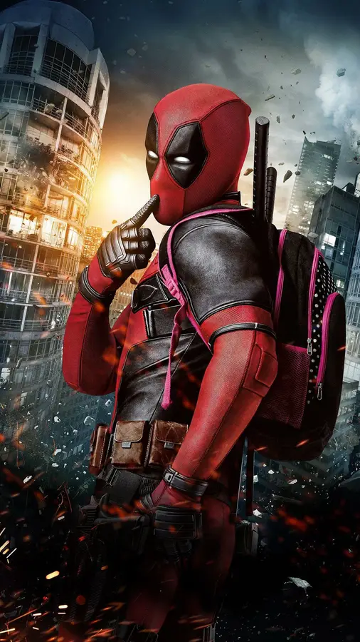 Deadpool Pink Backpack City Pose Poster — Memocult