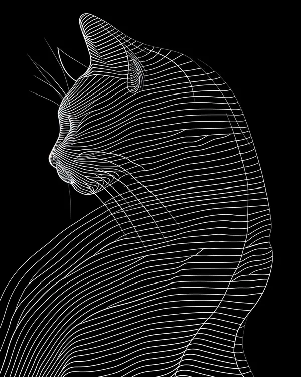 Cat Profile Line Art Wall Art — Memocult