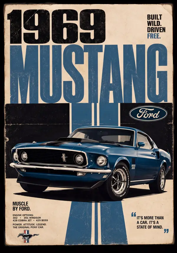 1969 Ford Mustang Poster — Memocult